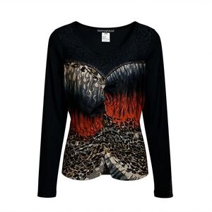 Black V-Neck Embellished Top | Women’s M (8–10)